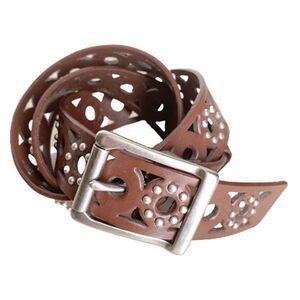 Aimee Lynn NEW Brown Leather Belt Sz M Cutouts Studded Western Boho Cottagecore